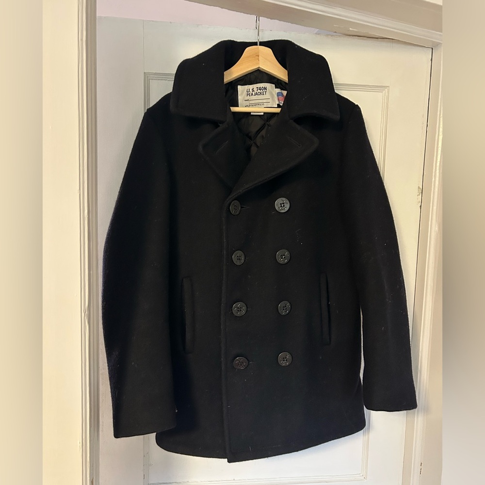 Schott USA 740N navy wool pea coat size 36
